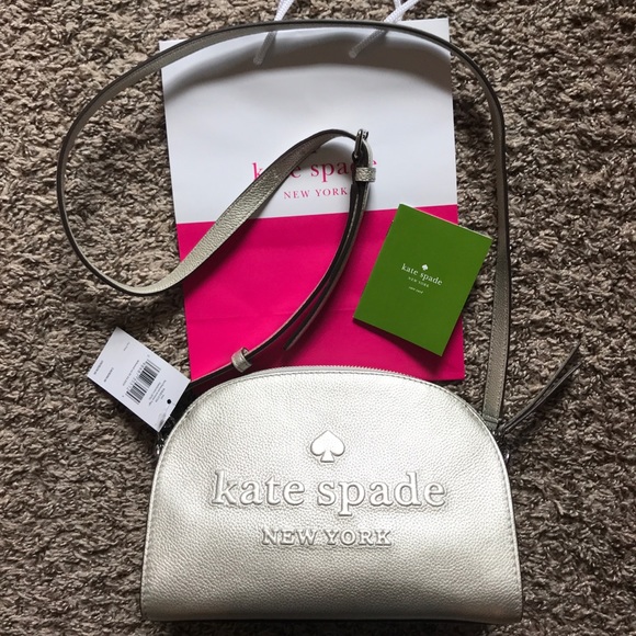 Kate Spade Larchmont Avenue Logo Tori Crossbody Bag Metallic Silver WKRU5728